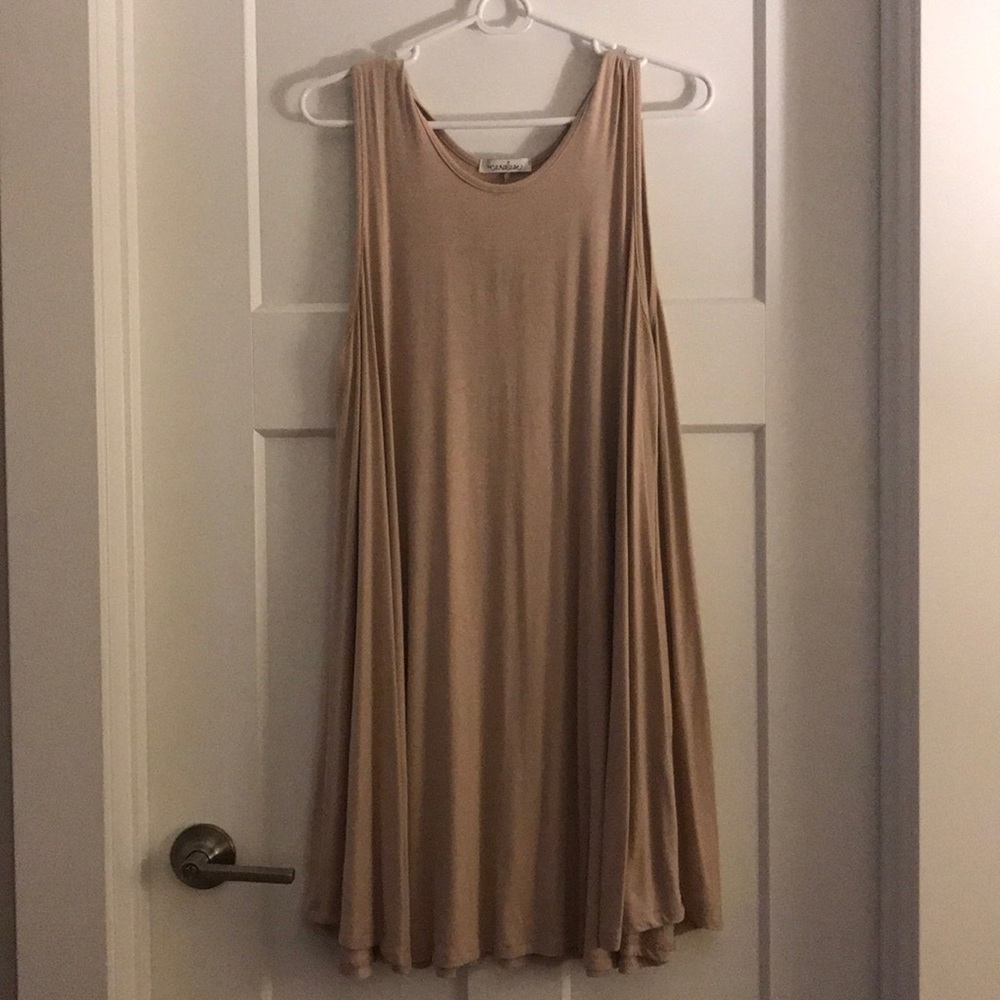 Tan flowy tank top dress or long shirt